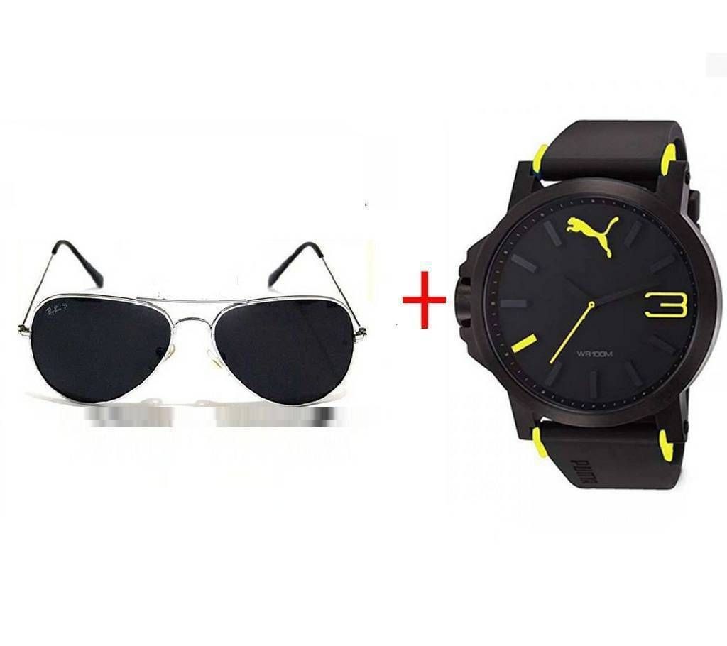 men's Ray-Ban (copy) sunglasses+ Puma (copy) watch combo  