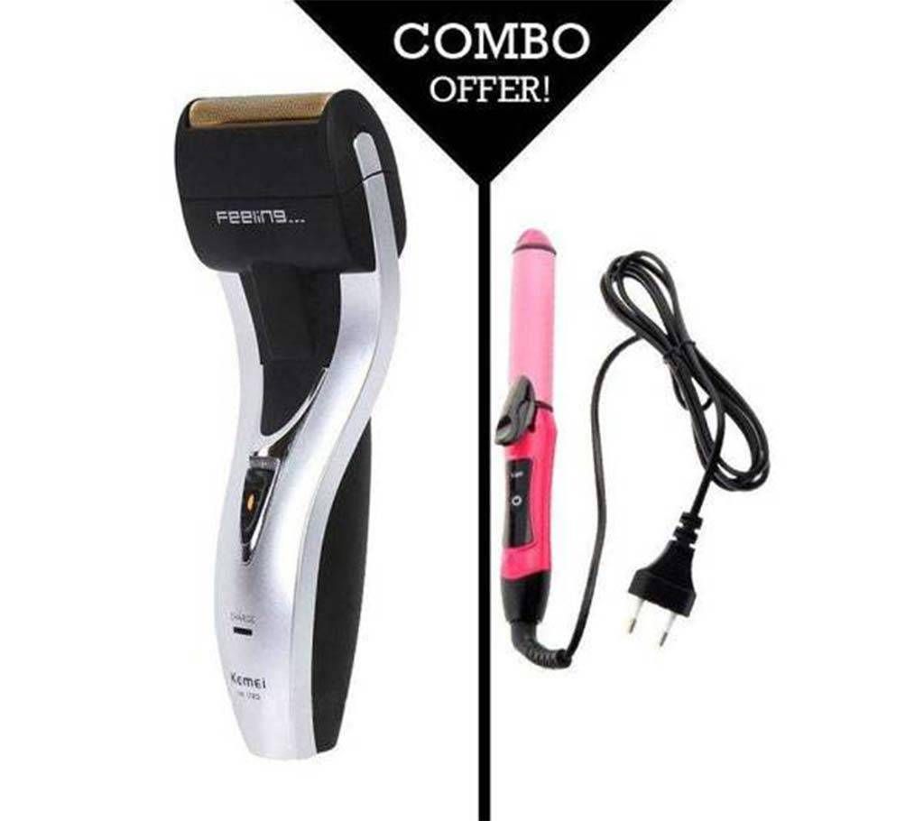 Kemei KM-1720 shaver+ Kemei hair straightener combo 