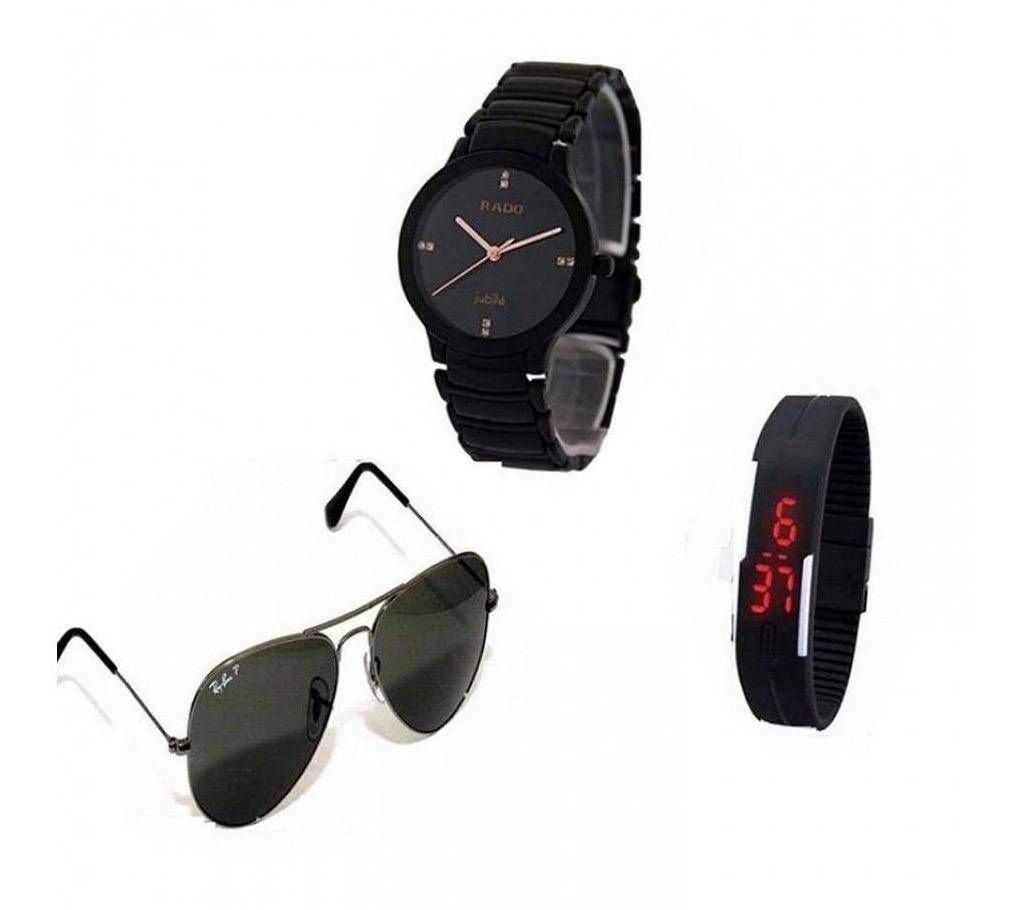 Rado Watch +LED Watch +Ray Ban Sunglass