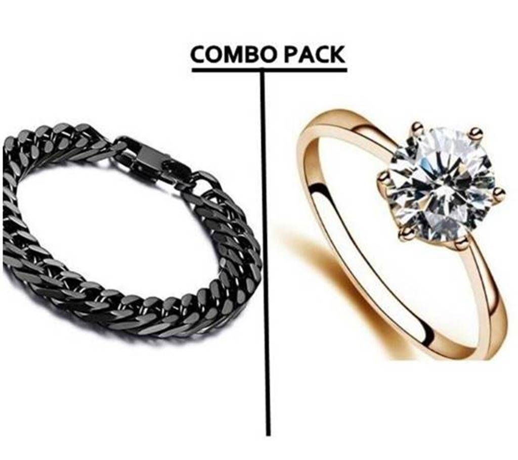 Pack of Combo Stainless Steel Mens Bracelet & Fing