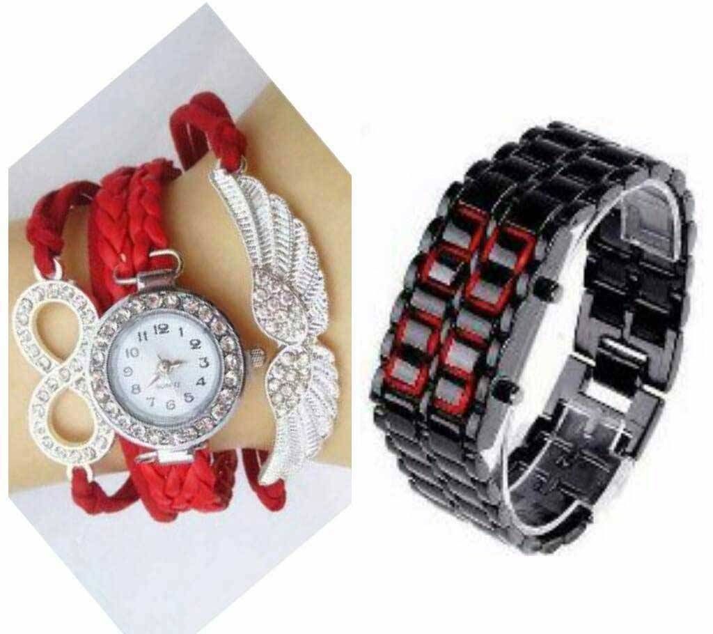 Ladies watch+LED Samurai watch combo 