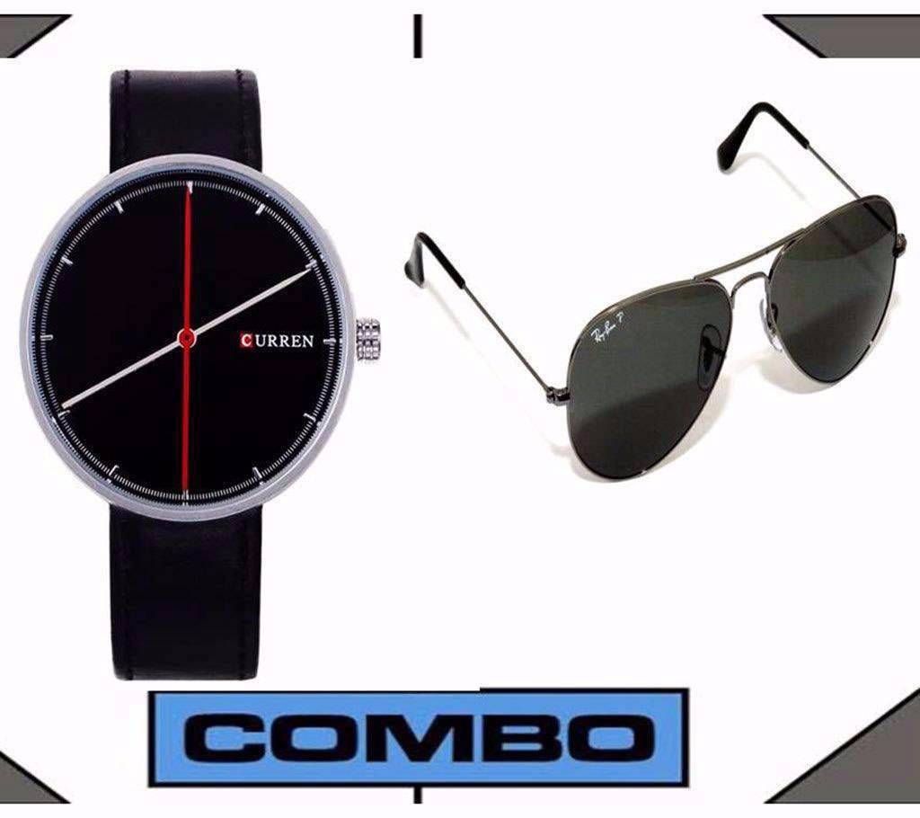 Curren watch(copy)+RayBan sunglasses(copy) combo 