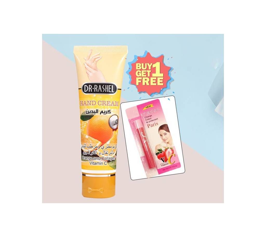 Dr. Rashel Orange Collagen Hand Cream (Free L'Oréal Lip Protectant) 