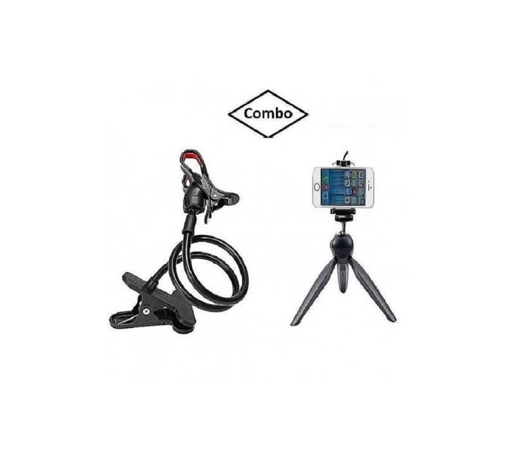 Flexible Long Mobile Stand & Mini Tripod Holder Stand for Mobile & Camera Multicolor  Combo Offer 