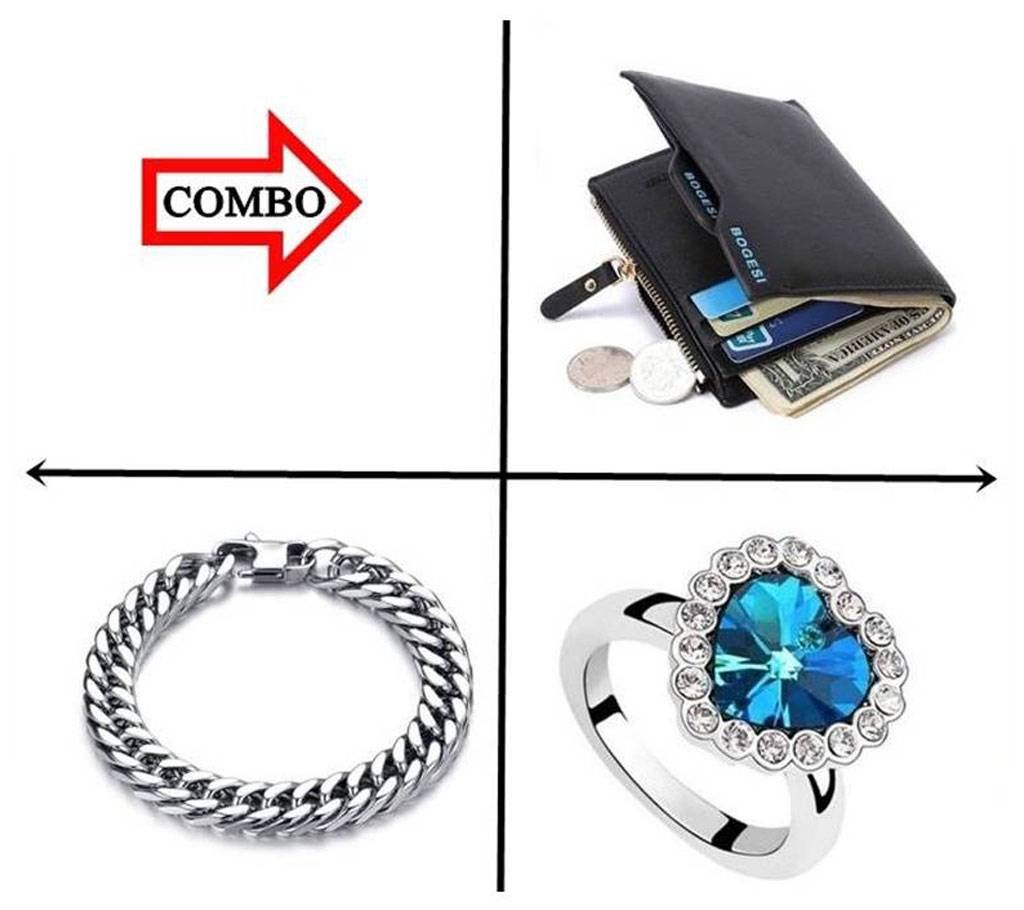 3 Combo of  Wallet + Bracelet + Finger Ring