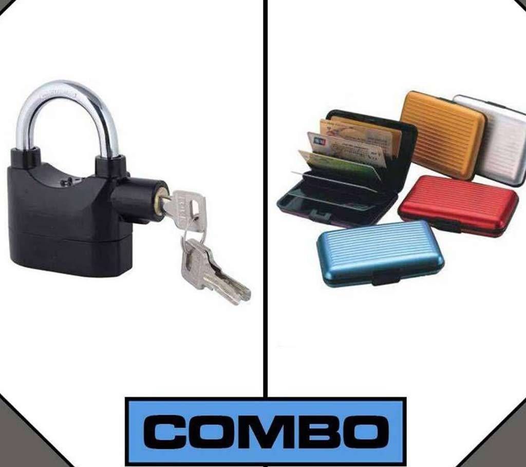 Alarm lock & credit card holder combo