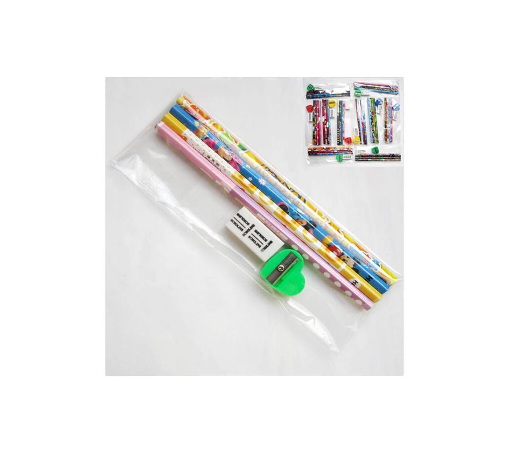 Pencil,Rubber,Sharpner Combo (5 Set)