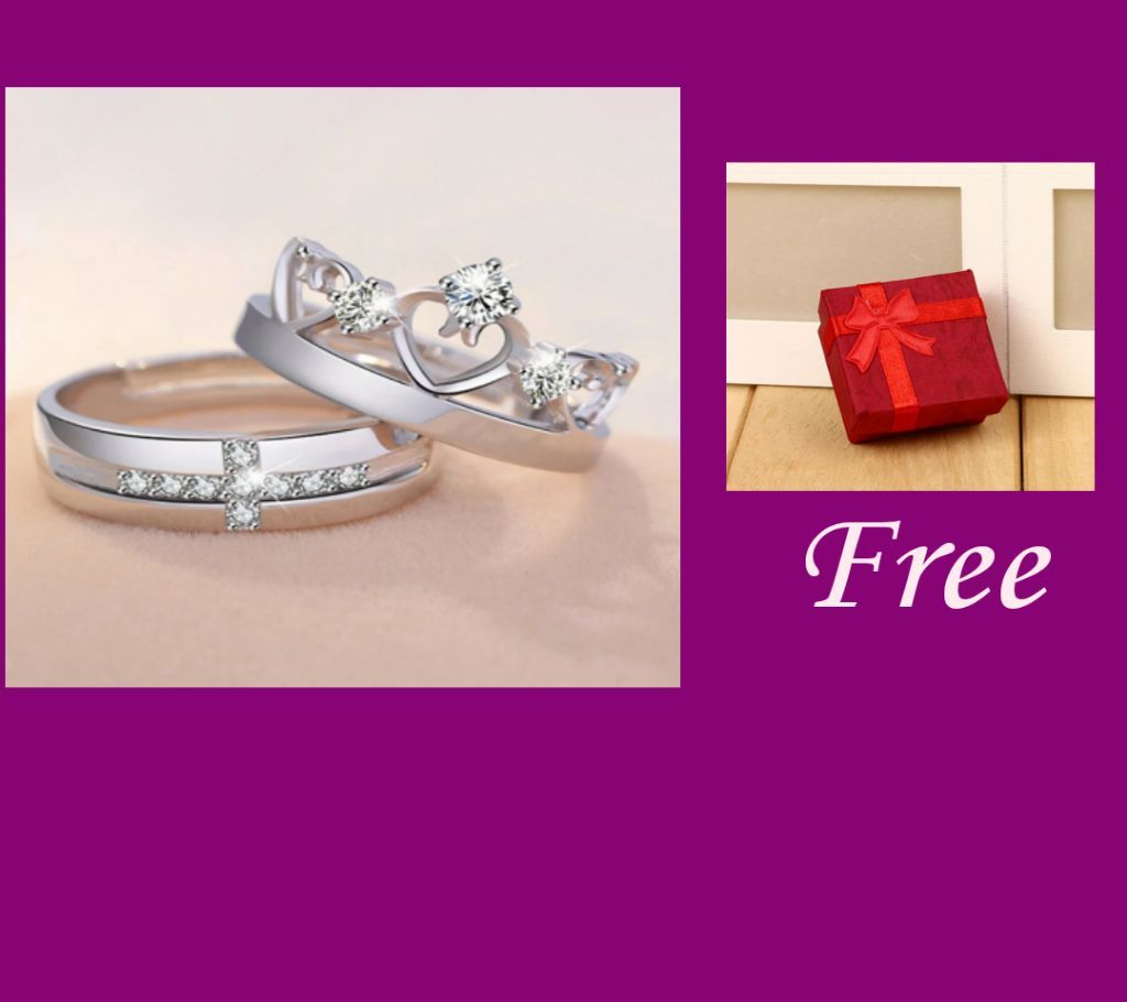 Couple Silver Colour Ring With Free Ring Box