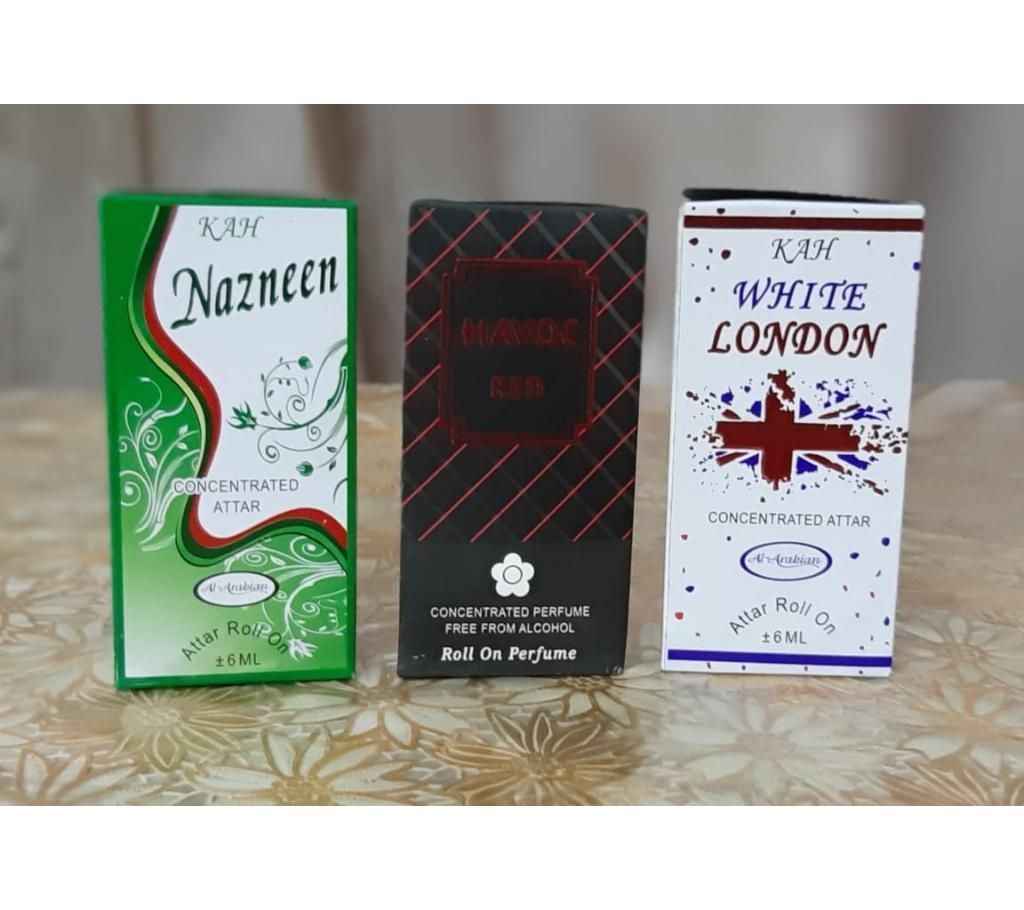 3pcs Perfume Combo Offer ( Havoc Red, White London & Nazneen)-6ml-France 