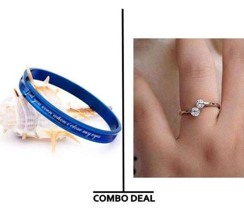 Pack of Combo Stainless Steel Bracelet & finger Ring 