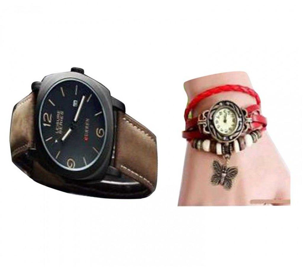 Curren gents watch+Ladies bracelet watch combo offer 
