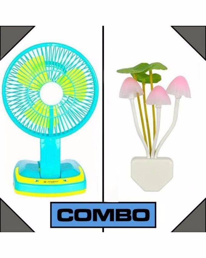 Rechargeable Fan and mushroom LED Light