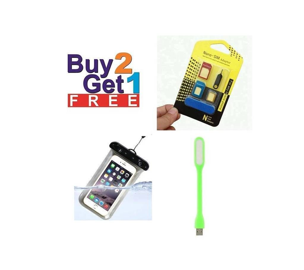 Metal Nano SIM Card to Micro Standard + Waterproof Mobile Bag And Get One USB LED Light Free - Multicolor