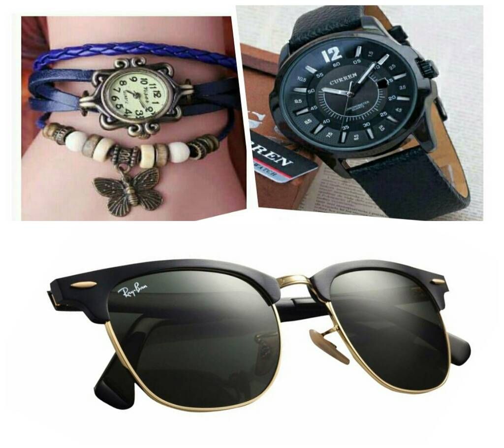 ladies watch+gents watch+Sunglasses combo