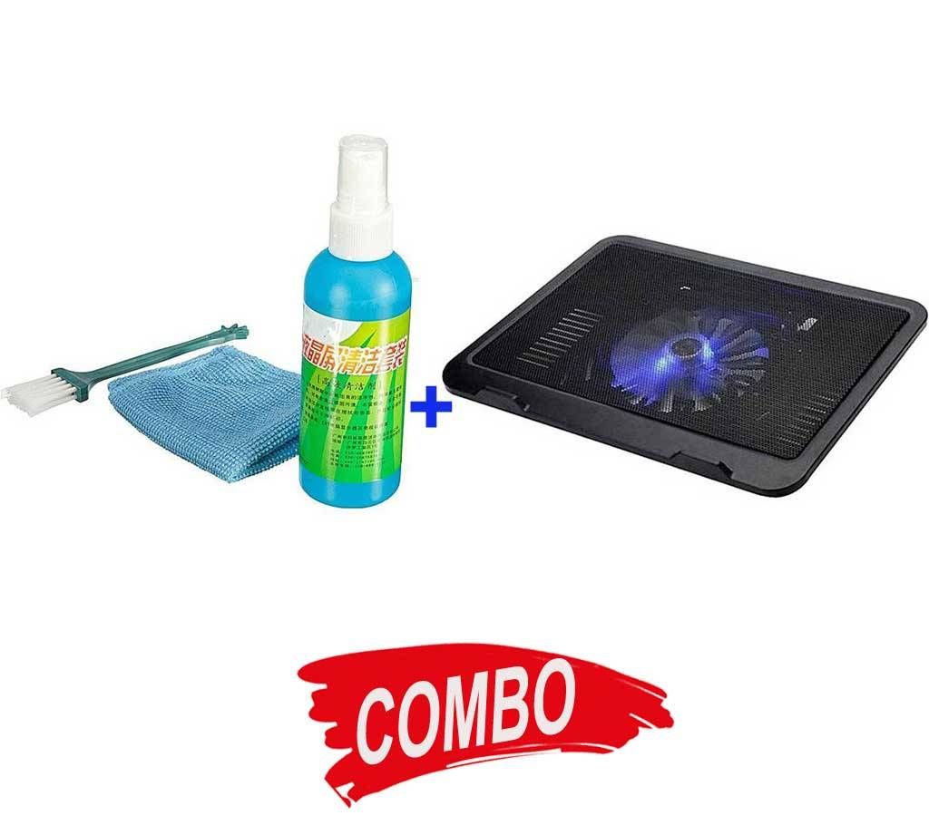 3 in 1 PC Laptop LCD Monitor Cleaner + Laptop Cooling Pad Combo Offer