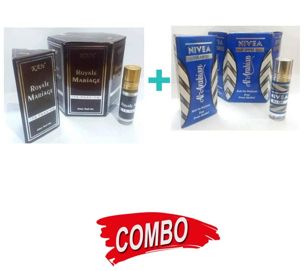 Nivea Blue Perfume (6ml) + Royal Mirage Perfume (6ml) Concentrated Perfume (Attor)  Combo Offer 