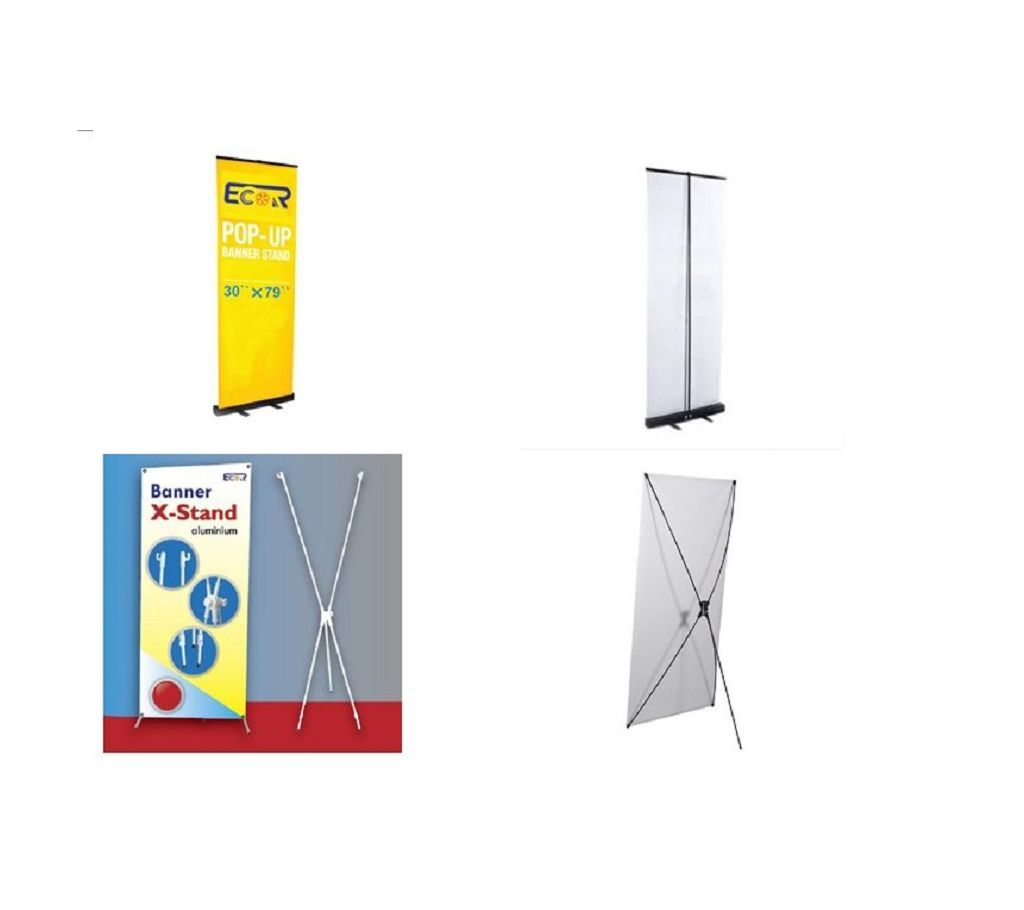 POP UP Banner Stand - 6.5x2.5 & Banner X Stand - 6X3 Combo