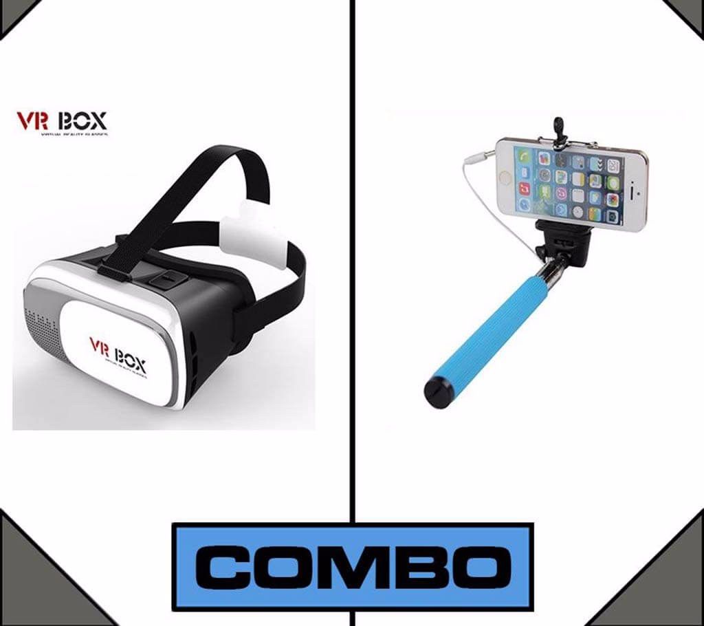 Combo of Selfie Stick and VR Box