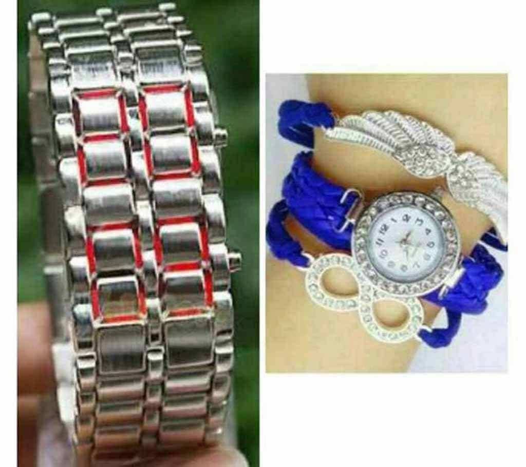 Ladies Bracelet Watch + LED SAMURAI Watch Combo Offer