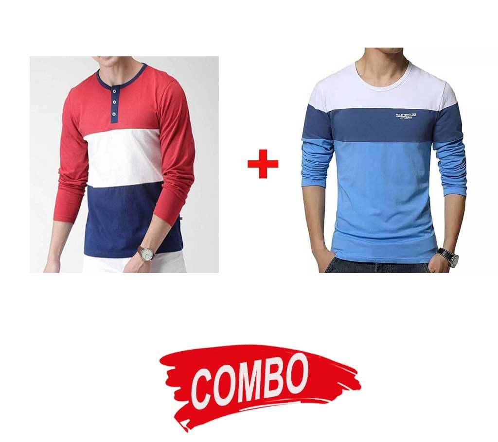 Gents Full Sleeve Cotton T-Shirt + Gents Full Sleeve Cotton T-Shirt Combo Offer 