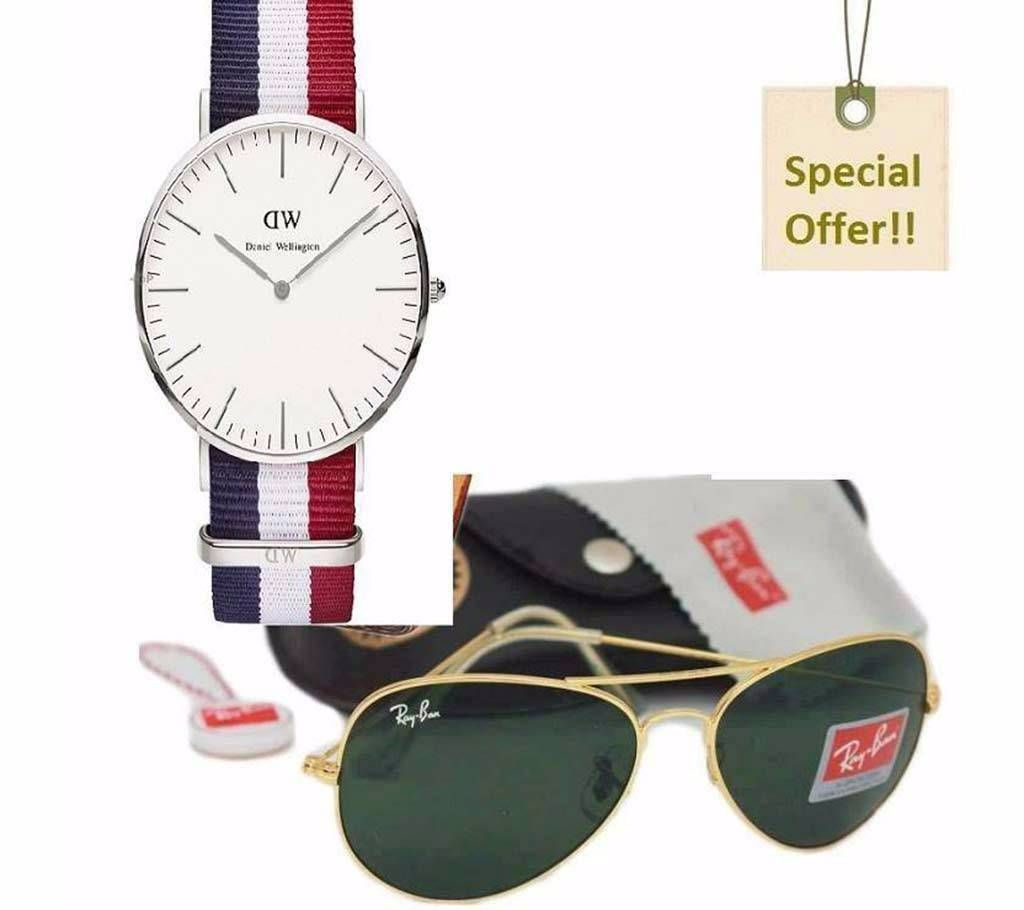 DW gents watch +RAY-BAN sunglasses copy combo 