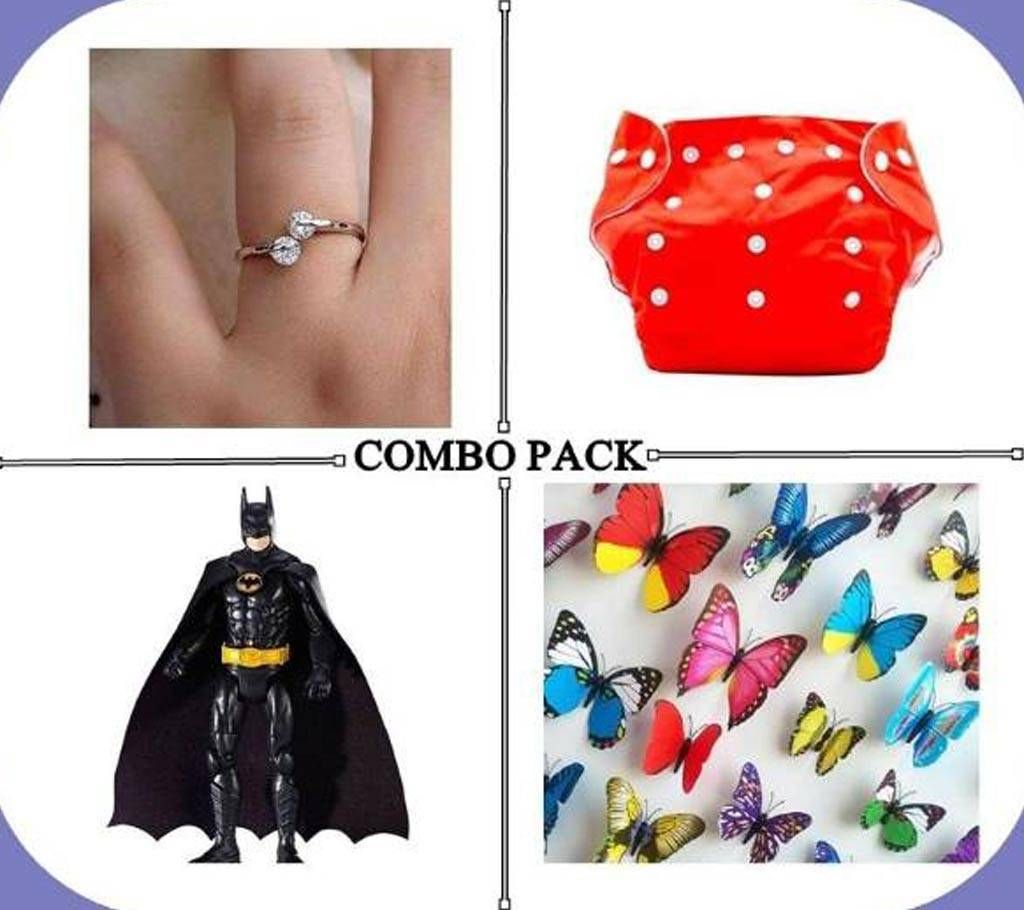 ladies finger ring + baby's Diaper + Batman figure toy for kids + Butterfly wall sticker combo offer