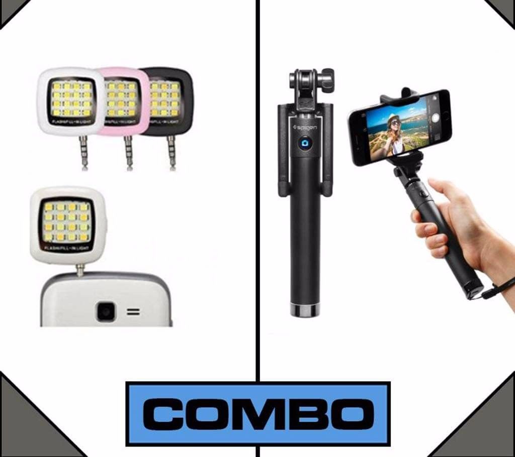 Bluetooth selfie stick+ LED flash light combo 