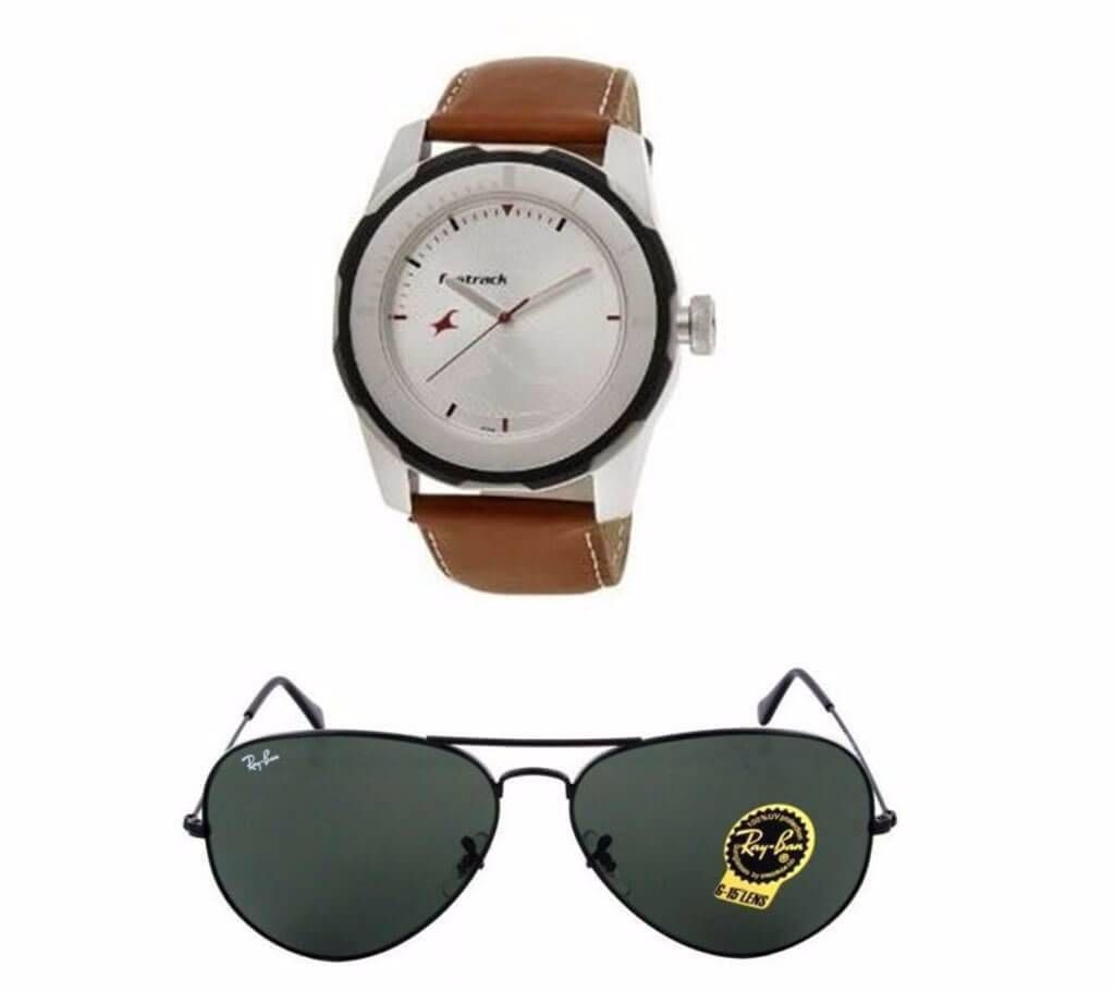 FASTRACK Gents Watch & RayBan Sunglasses Combo Offer