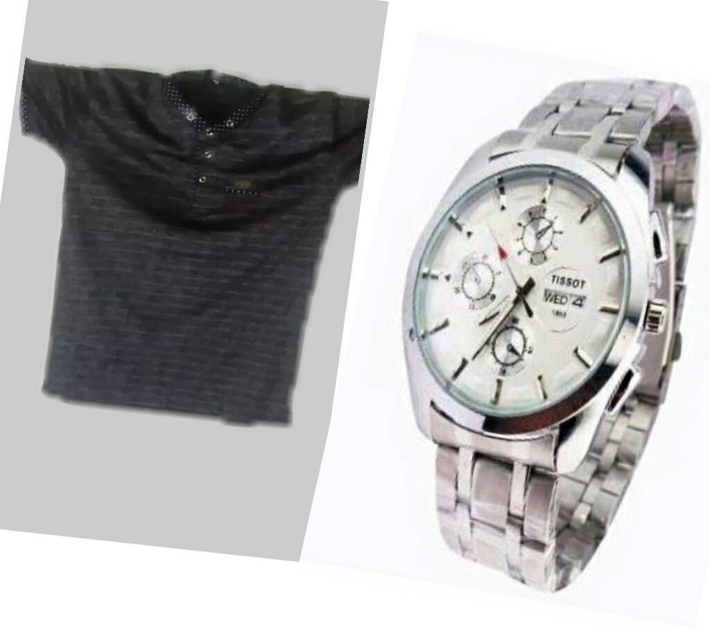 Tissot watch (Copy) + T-shirt Combo Offer