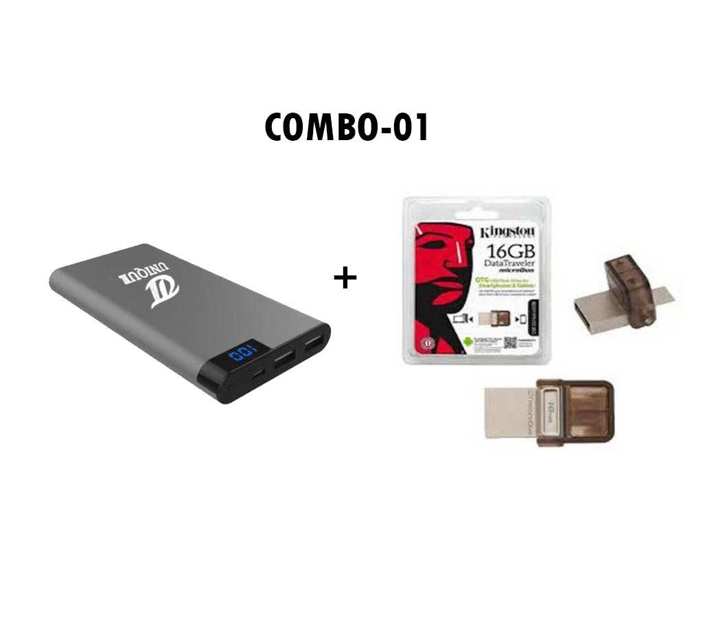 Unique Power Bank & KINGSTON OTG USB Pendrive 16 gb Combo 