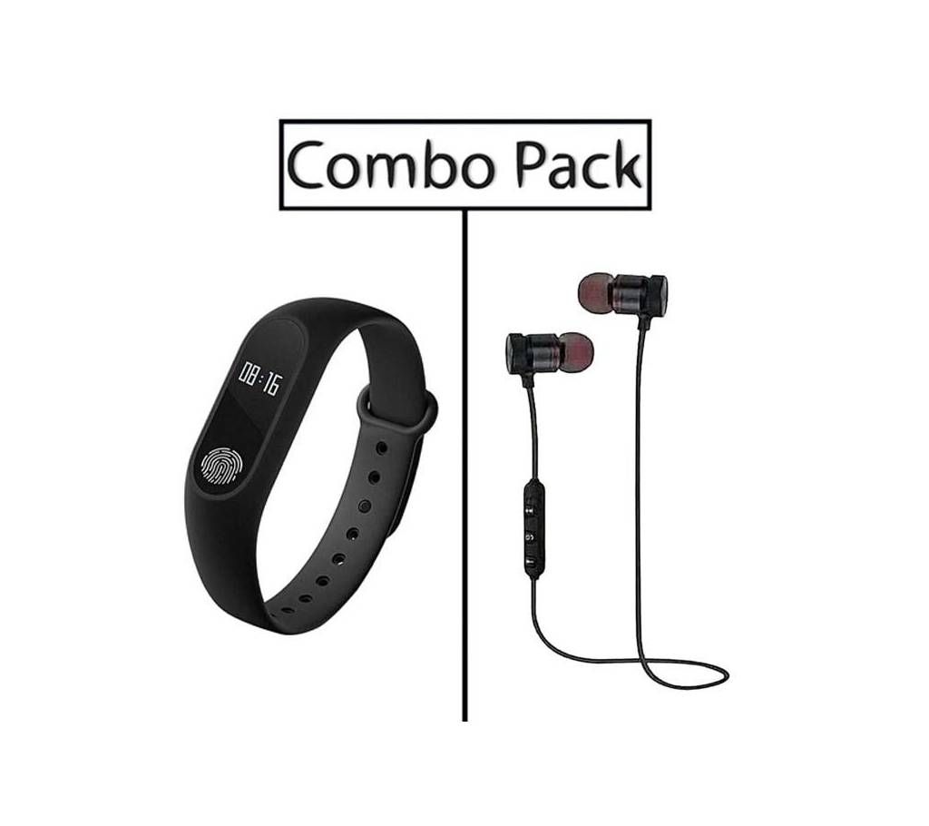 Combo of M2 Smart Fitness Band and Stereo Super Bass Wireless