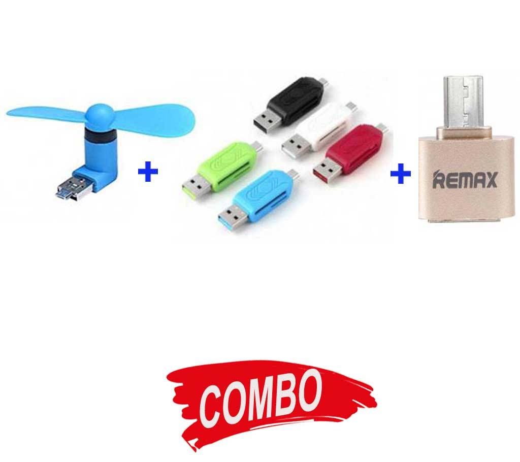 2IN 1 USB OTG MINI FANS+ REMAM OTG USB 2.0 ADAPTER+ OTG CARD READER Combo Offer 