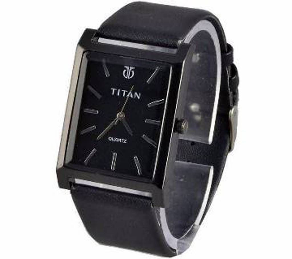 titan-square-watch + artificial leather long shaped wallet