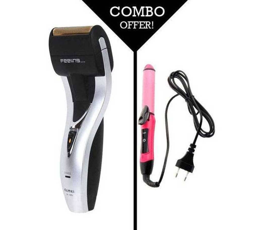 Kemei KM-1720 Shaver & Kemei Hair Straighter 