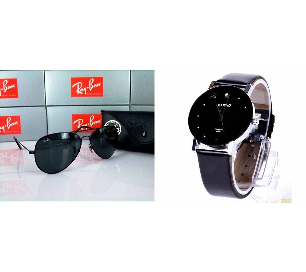 RAY BAN sunglass and Bariho watch copy combo 