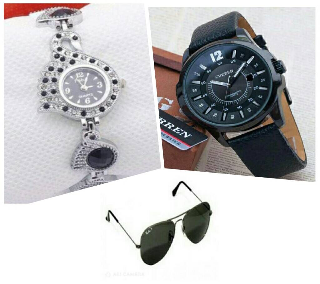 Feha Peacock Pride Ladies Wristwatch + CURREN Gents Watch (copy) + Ray Ban Sunglasses (Copy) Combo offers