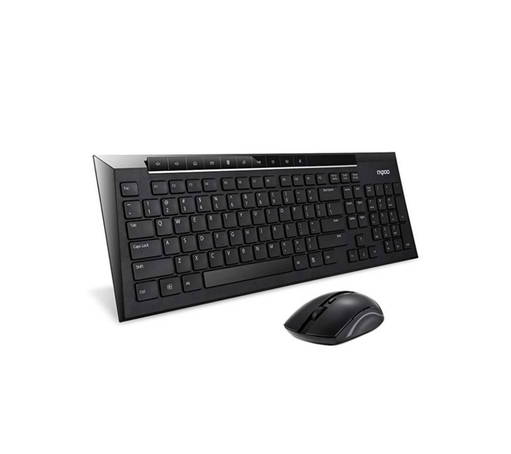 ARION Rapoo 8200P Multimedia Wireless Keyboard and Mouse 2-in-1 Combo for Laptops Desktops PC - BLACK