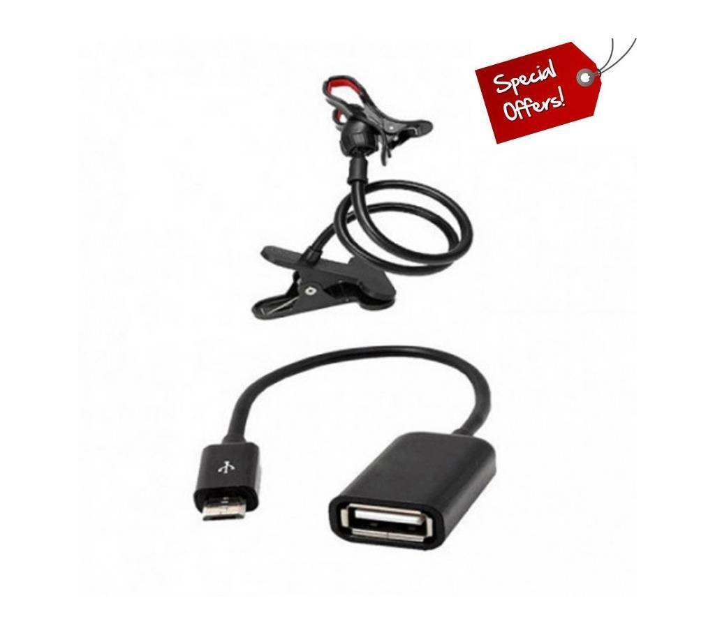 USB to Micro USB Adapter + Rotating Mobile Stand Combo Offer