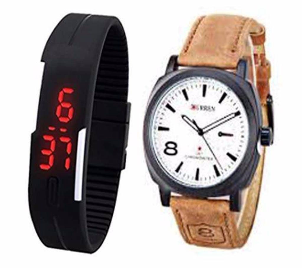 Curren watch+sports LED watch combo