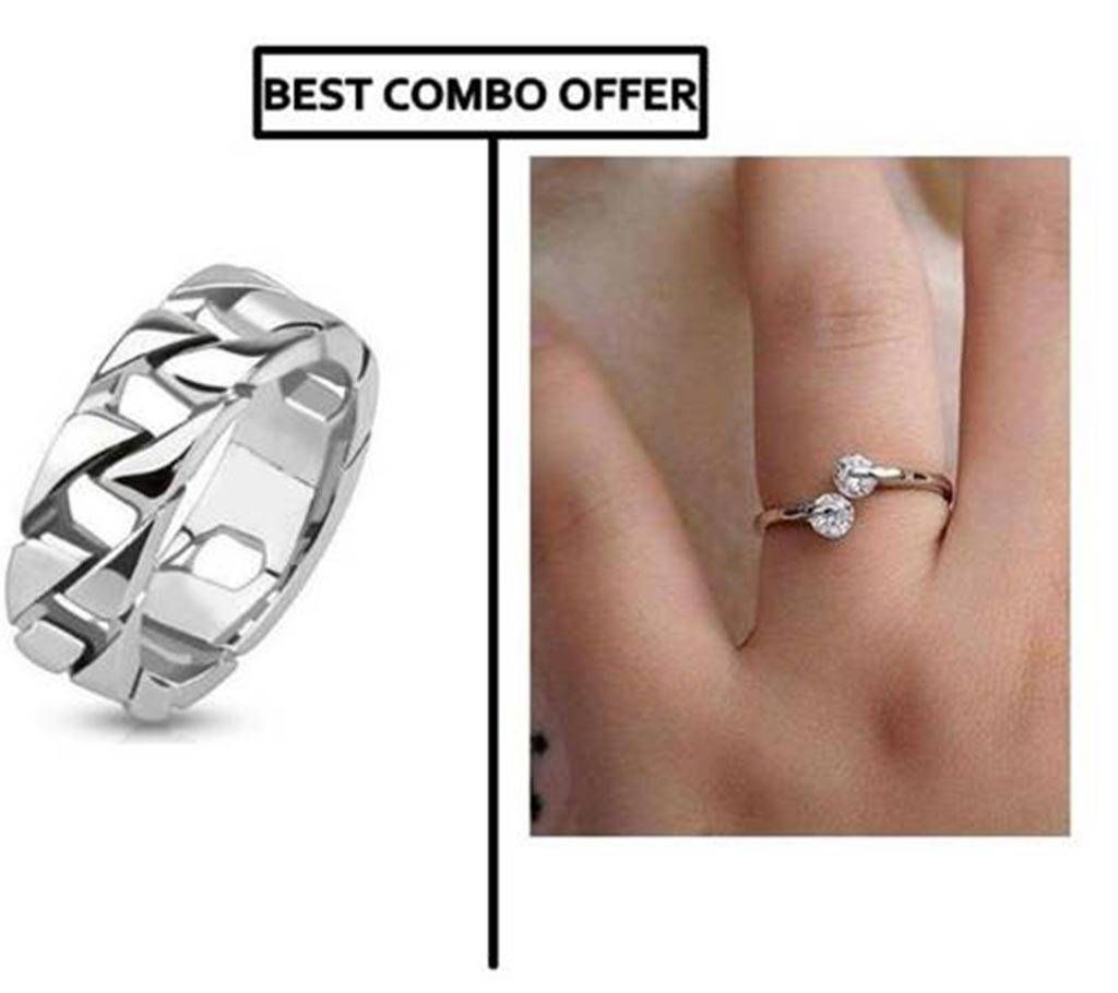Silver Piated Finger Ring & Rose Gold Plated finger ring combo 