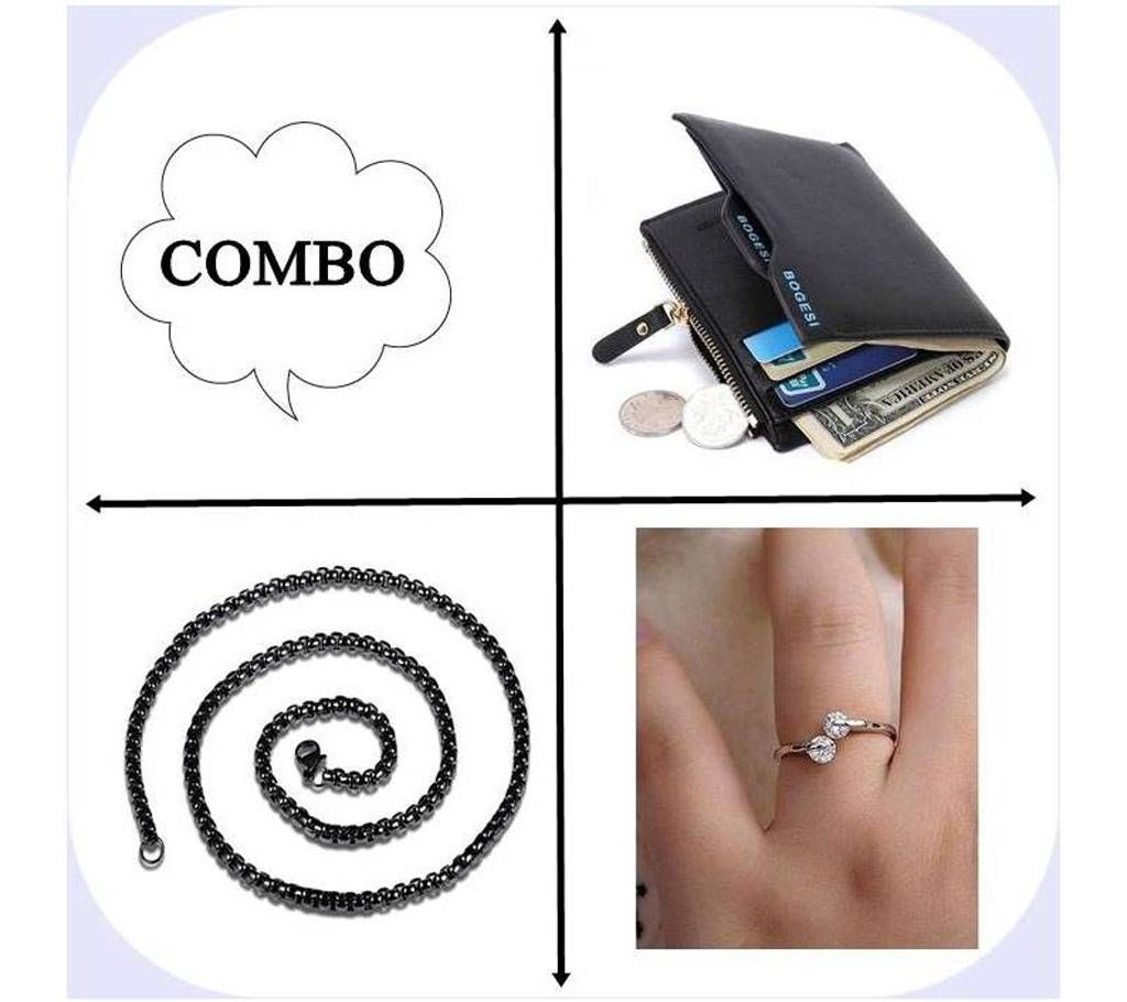 3 Combo of  Wallet+Chain+Finger Ring