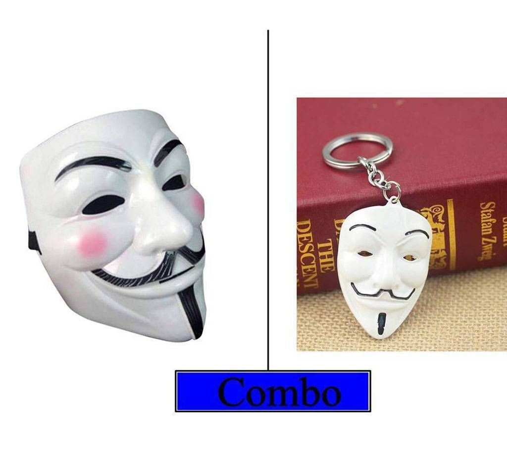 Vendetta Mask Hacker Mask Keyring Combo