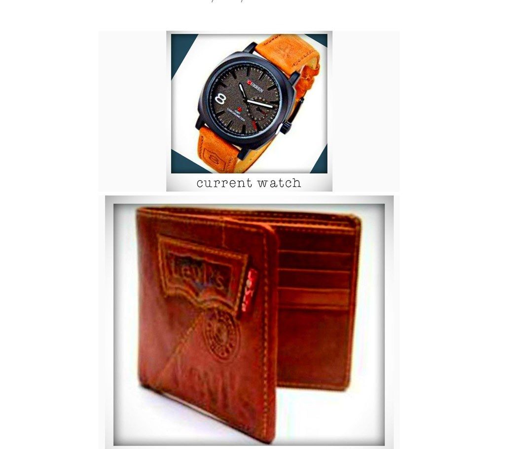 Men's Curren watch+ Levis wallet combo