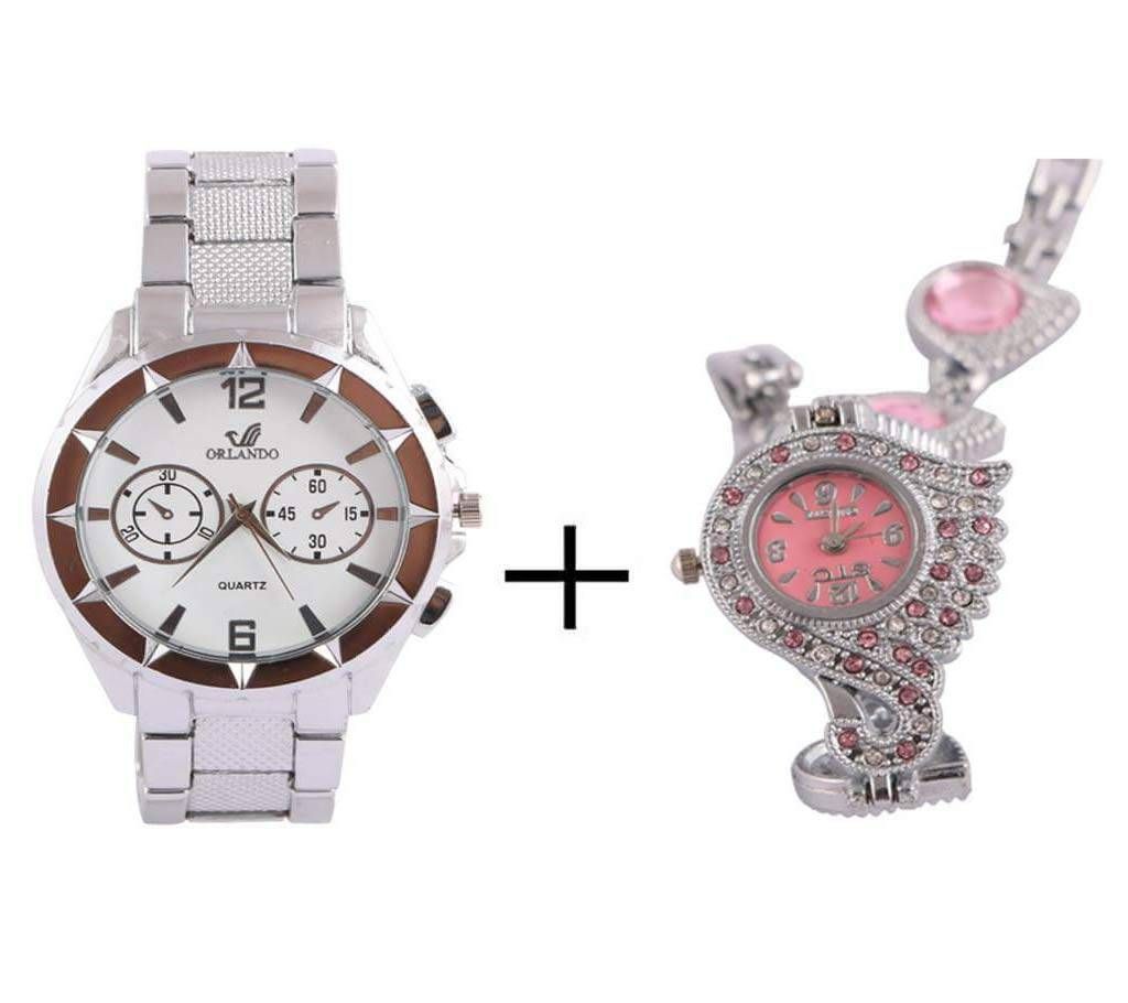 Orlando Gents Watch & Peacock Ladies Watch Combo 