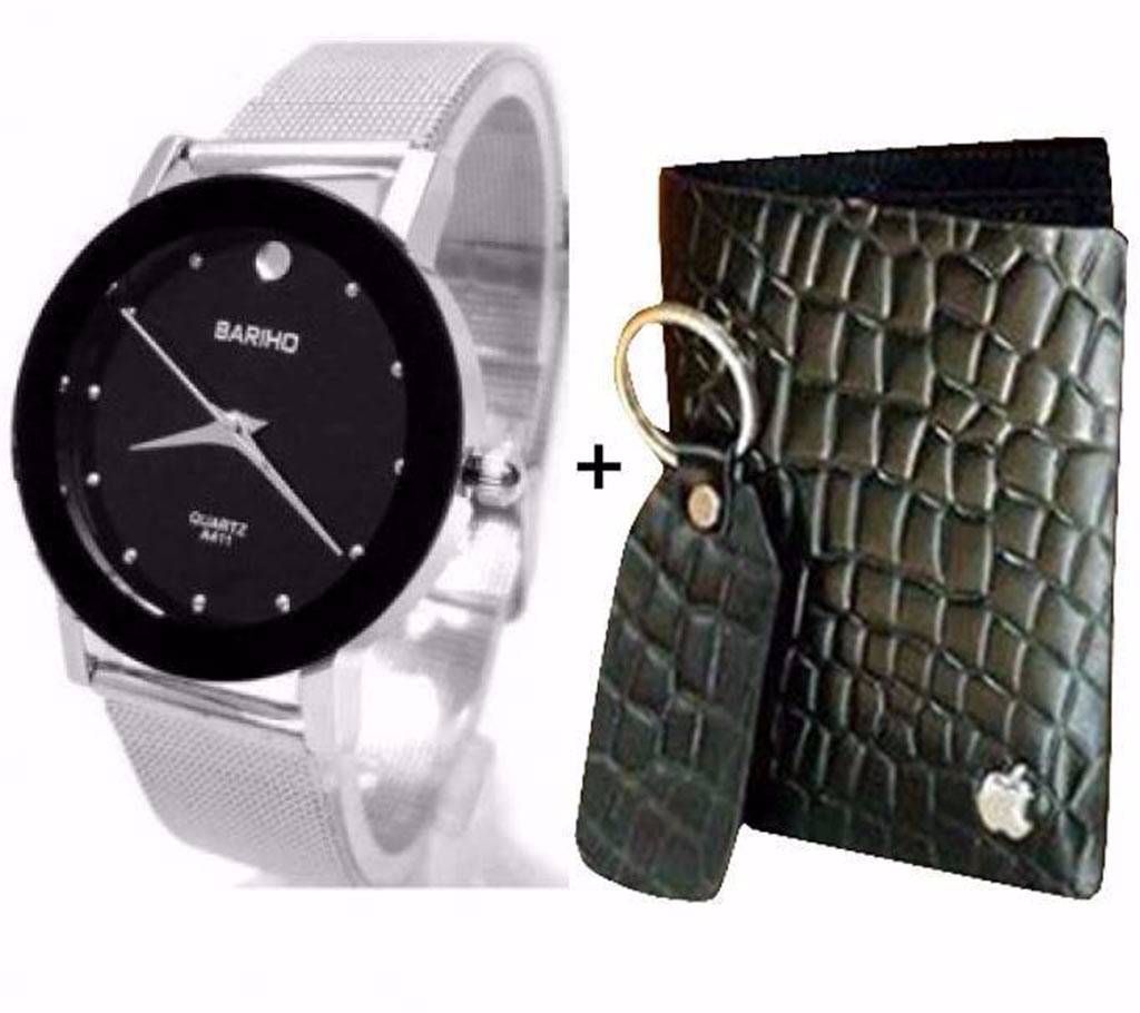 Bariho Ladies Watch+Apple wallet  for men combo offer 