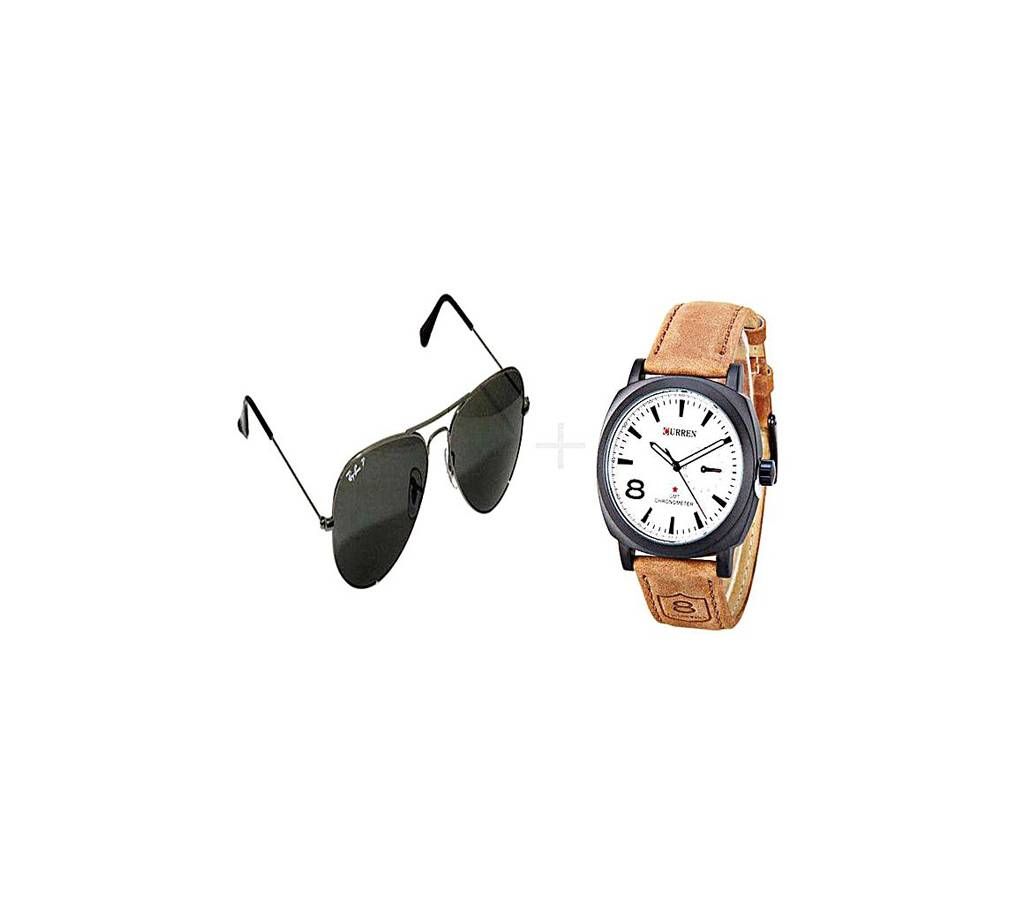 Analogue watch and sunglasses for men combo offer  