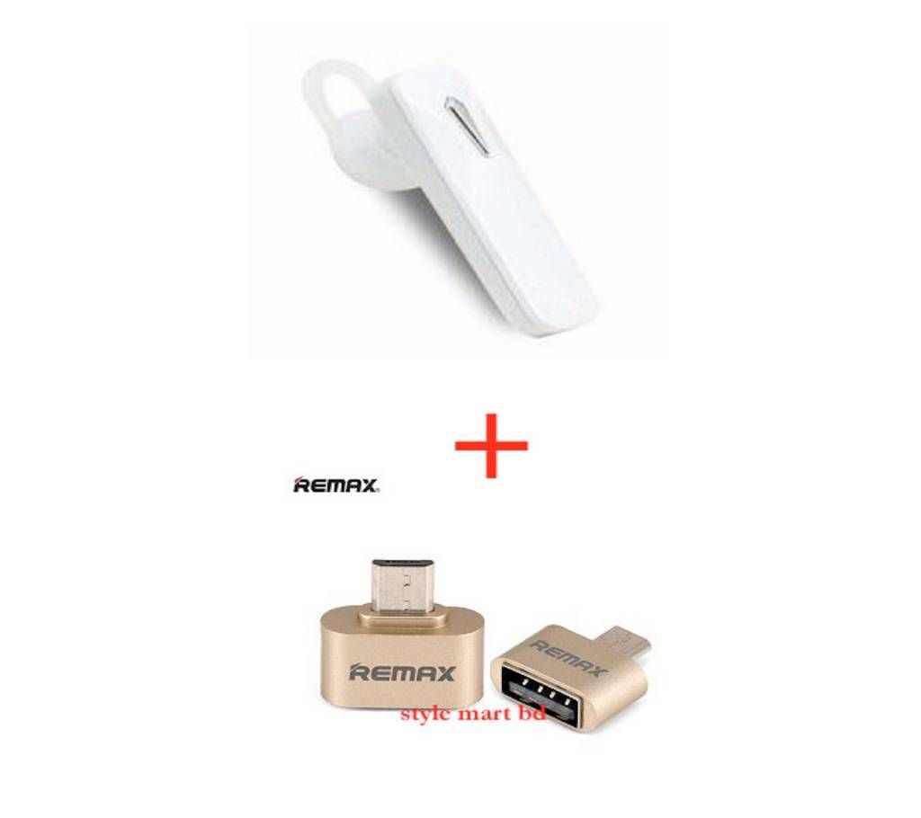 Bluetooth stereo headset + Remax OTG Converter Combo Offer