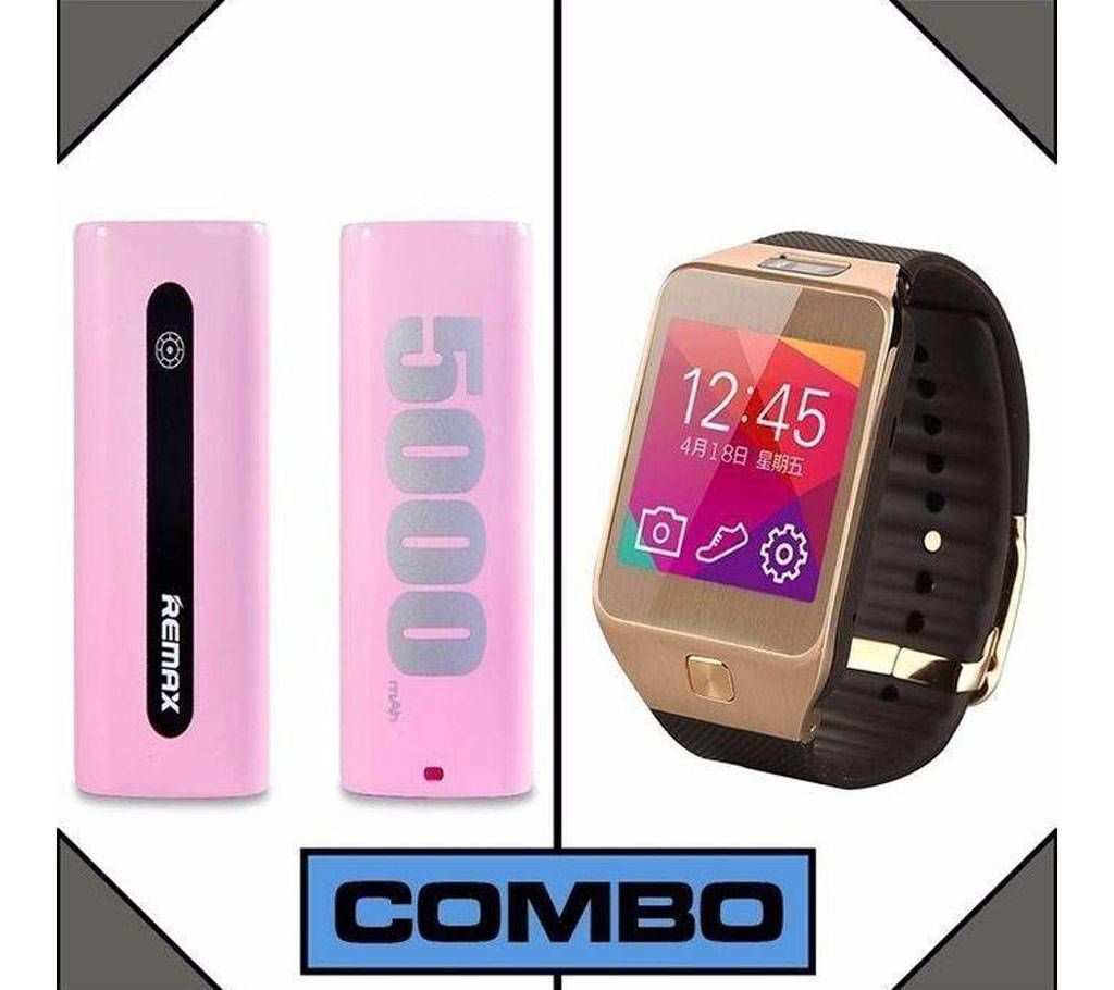 Combo of 5000mAh Power Bank & DZ Smart Watch 