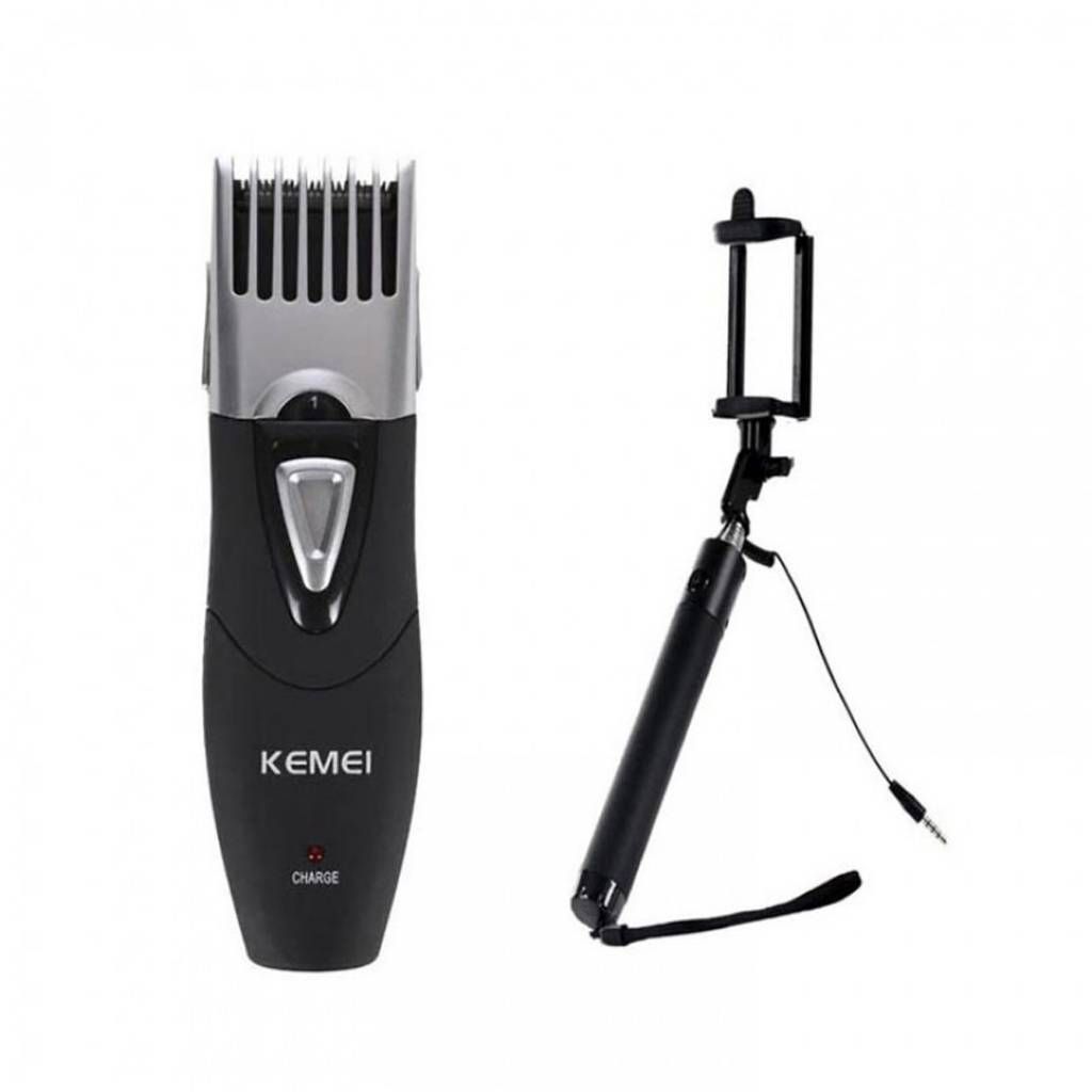 Kemei KM-3060 Rechargeable Trimmer and Selfie stick combo