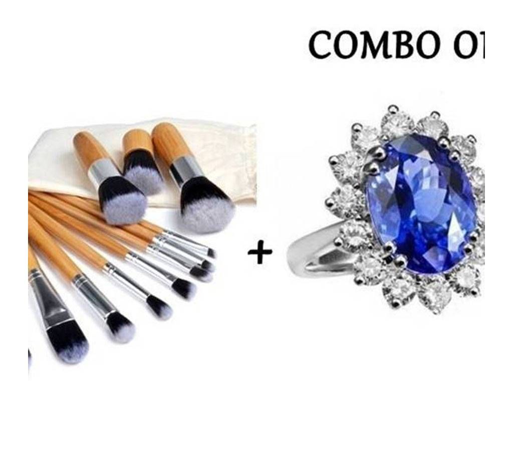 Combo of Makeup Brush Set & Princess Diana Finger